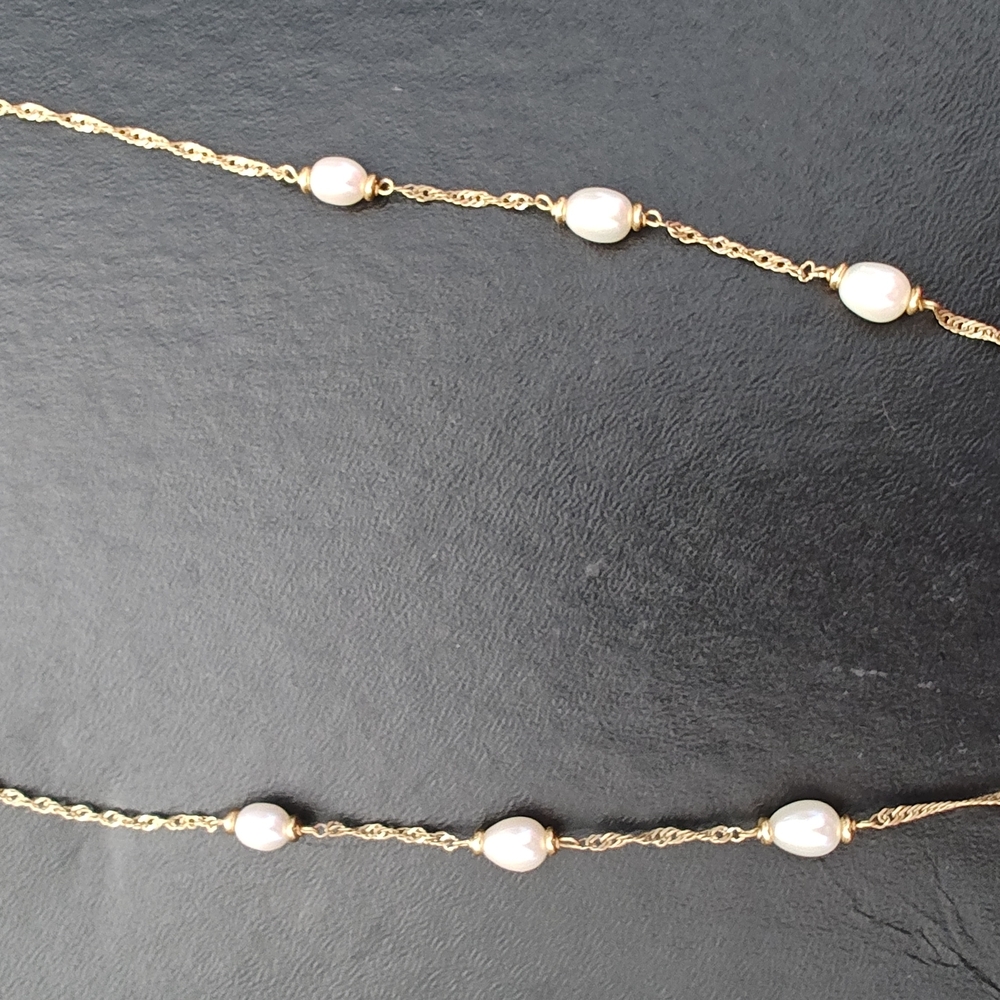 Gold-tone Pearl Necklace By Bronze Italy